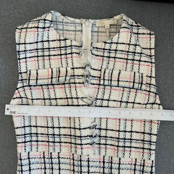 Maje Rianey Checked Cotton-Blend Tweed Mini Dress in Ecru - Picture 6 of 14